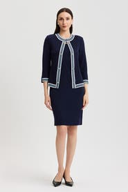 Ming Wang Heritage Tonal Herringbone Knit Jacket