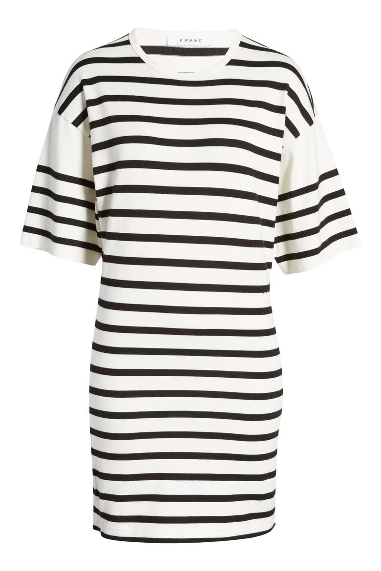 Slouchy Stripe Organic Cotton T-Shirt Dress, Alternate, color, NOIR MULTI