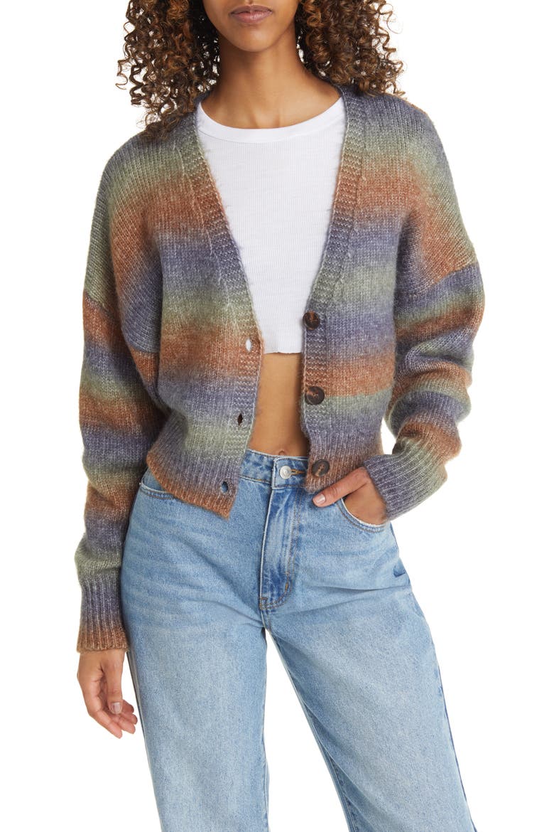 Space Dye Crop Cardigan, Main, color, BLUE- GREEN SPACEDYE