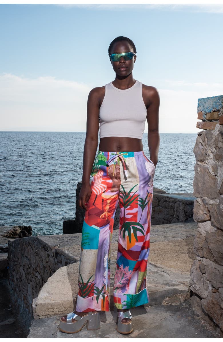 Untitled in Motion Emissus Silky Straight-Leg Pants, Alternate, color, Novela