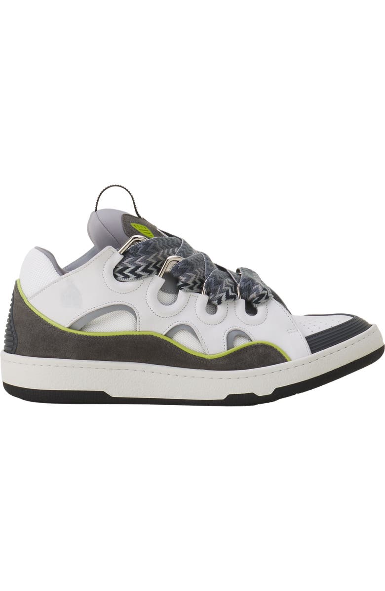 Lanvin Curb Leather Sneakers, Main, color, White/Grey