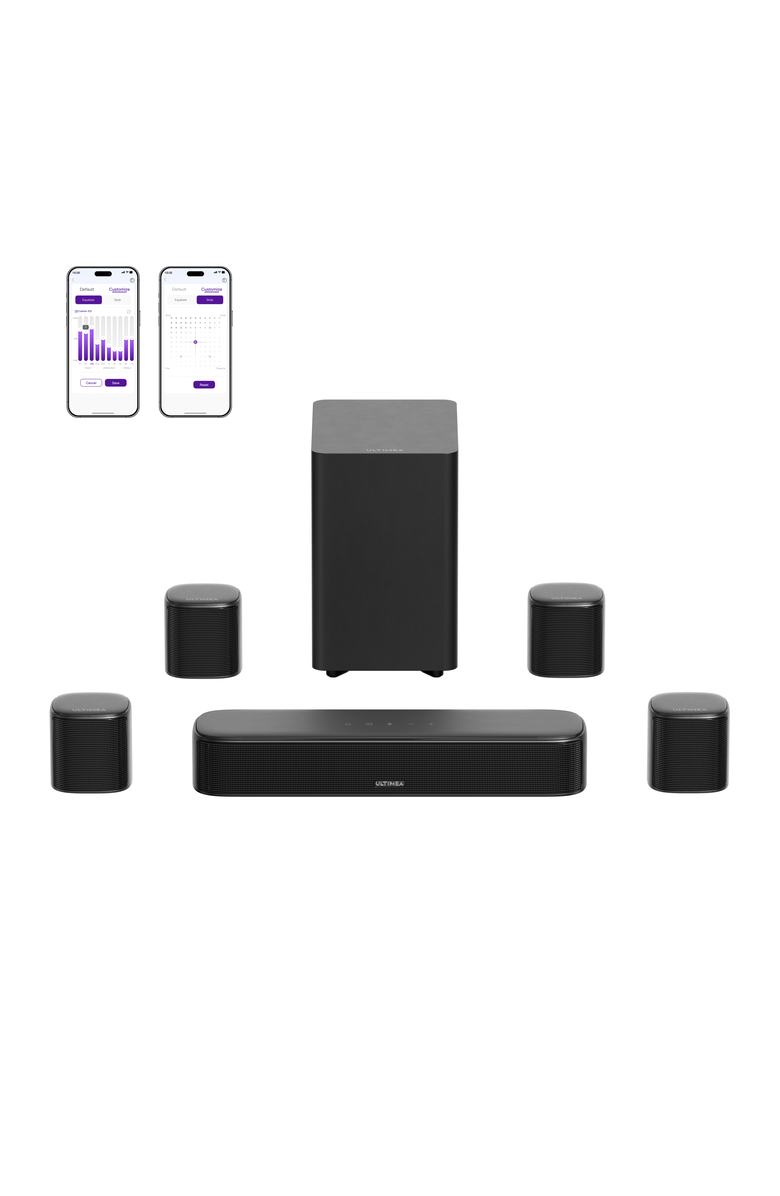 Ultimea Aura S4T 7.1ch Soundbar with 4 Surround Speakers, Main, color, Black