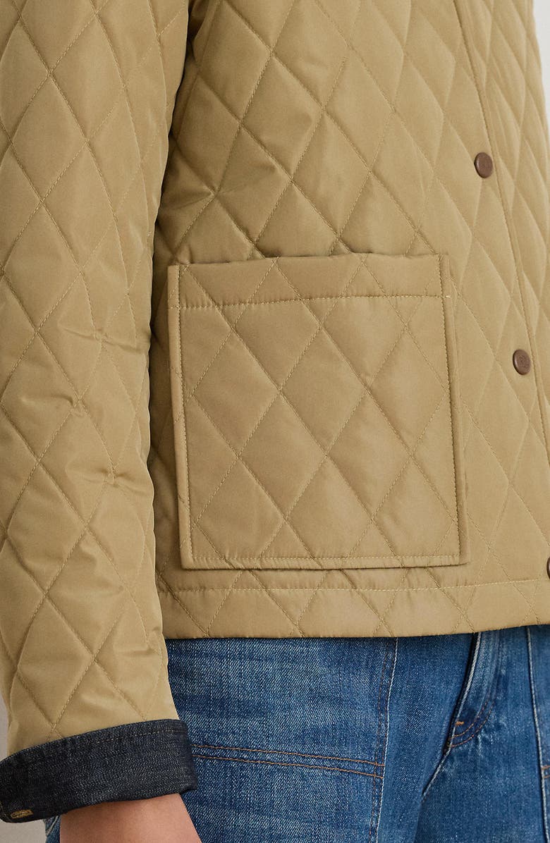 Lauren Ralph Lauren Twill Collar Quilted Jacket, Alternate, color, Birch Tan