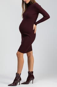 Pietro Brunelli Maternity Celeste Long Sleeve Rib Maternity Body-Con Dress