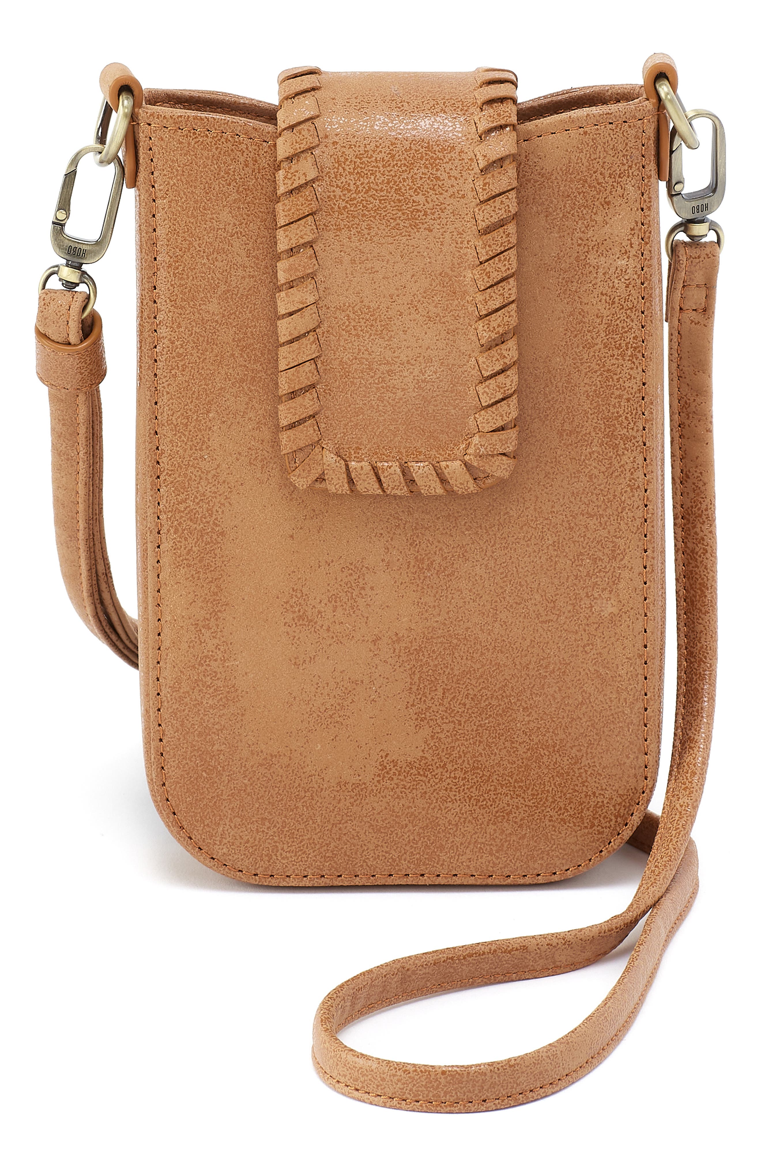 HOBO Expedition Leather Phone Crossbody Bag, Main, color, Whiskey