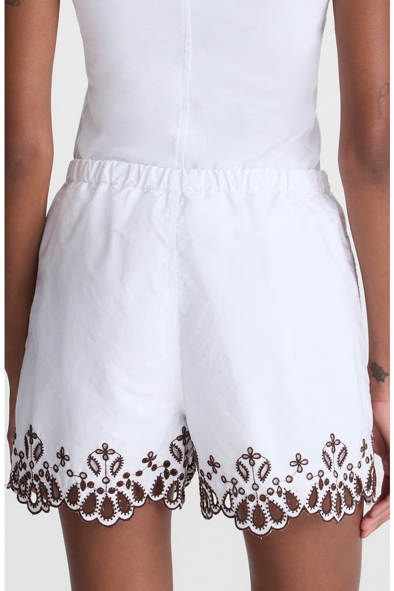 Embroidered Pull-On Poplin Shorts, Alternate, color, WHITE W BROWN EYELET