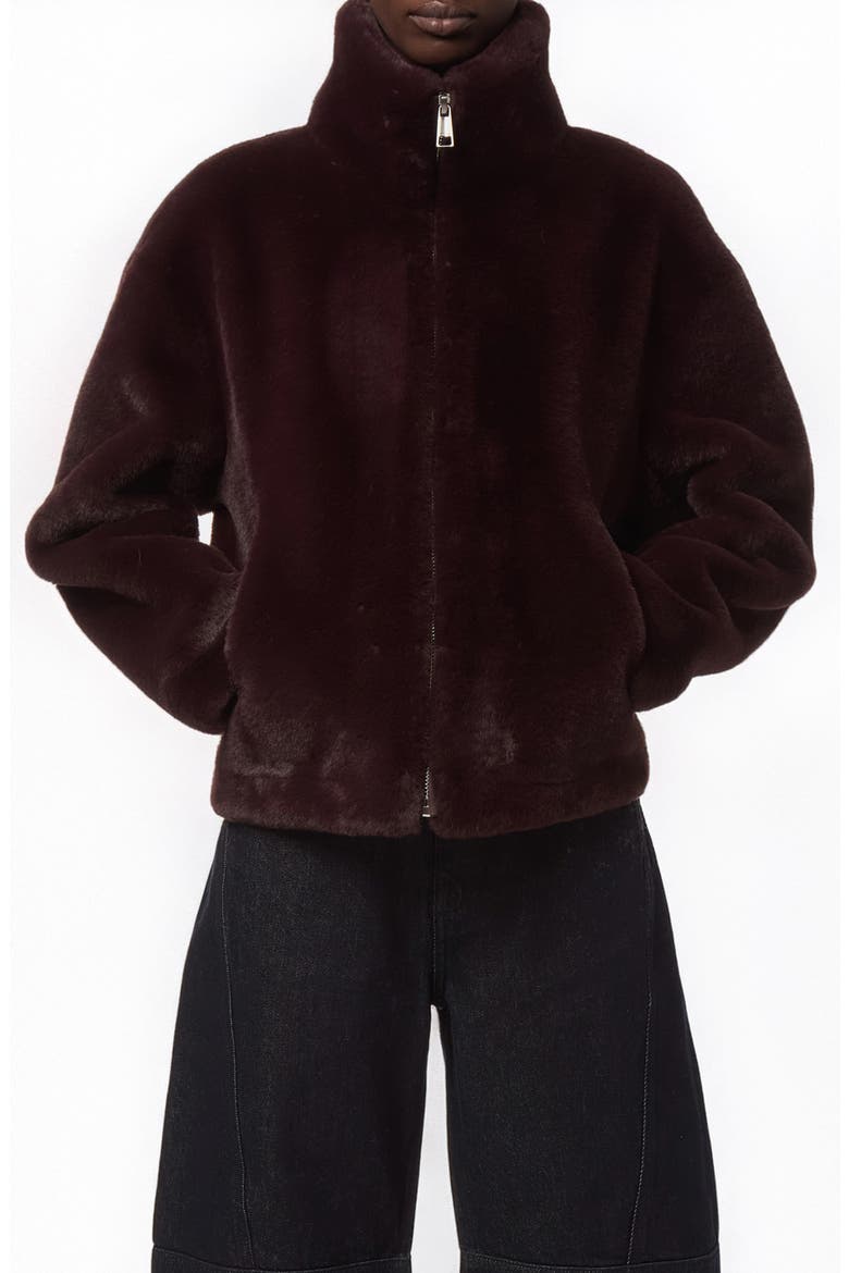 Brooks Faux Fur Coat, Main, color, BURGUNDY