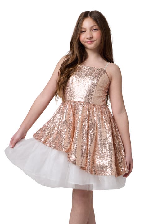 Sequin Peek-a-Boo-Dress (Big Kid)
