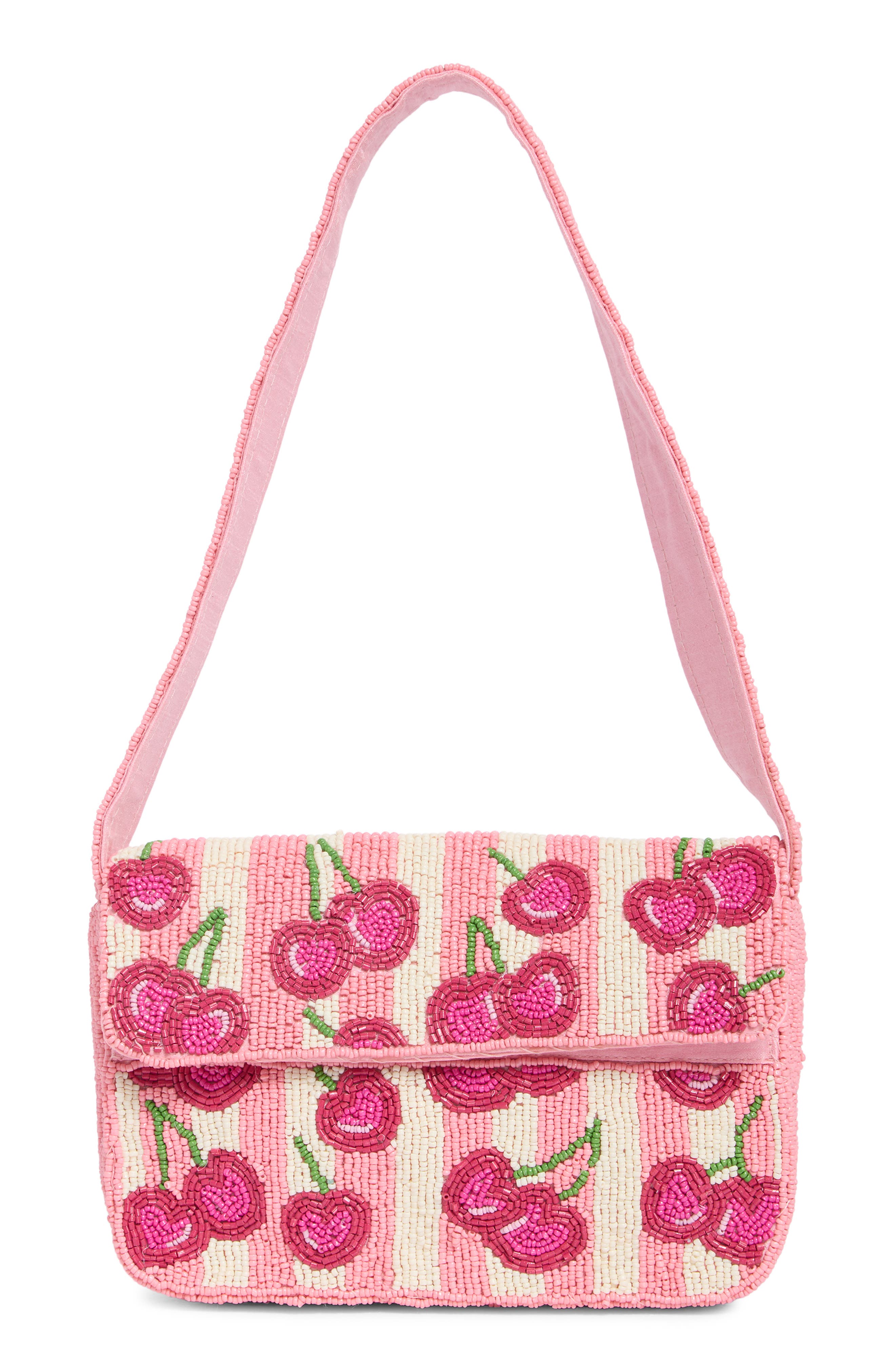 Collection XIIX Beaded Cherries Baguette Shoulder Bag