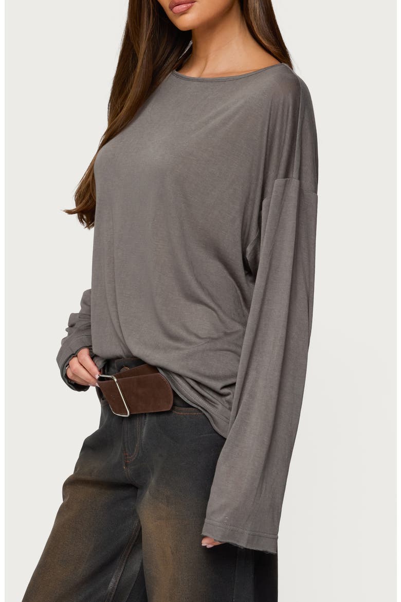 Oversize Semisheer Boat Neck Top, Alternate, color, GRAY