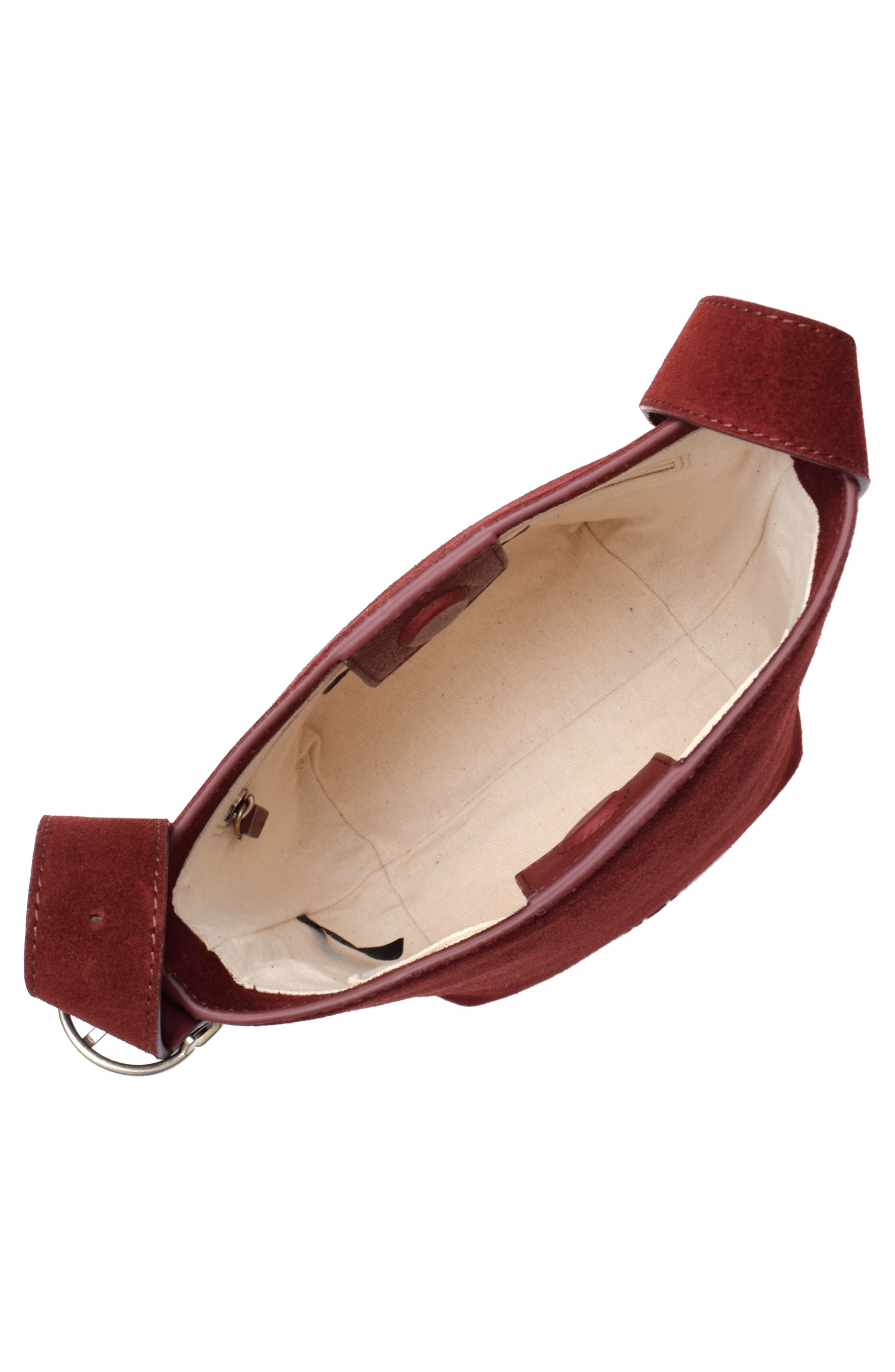 New Amsterdam Leatherworks Jayden Suede Bucket Bag, Alternate, color, Claret