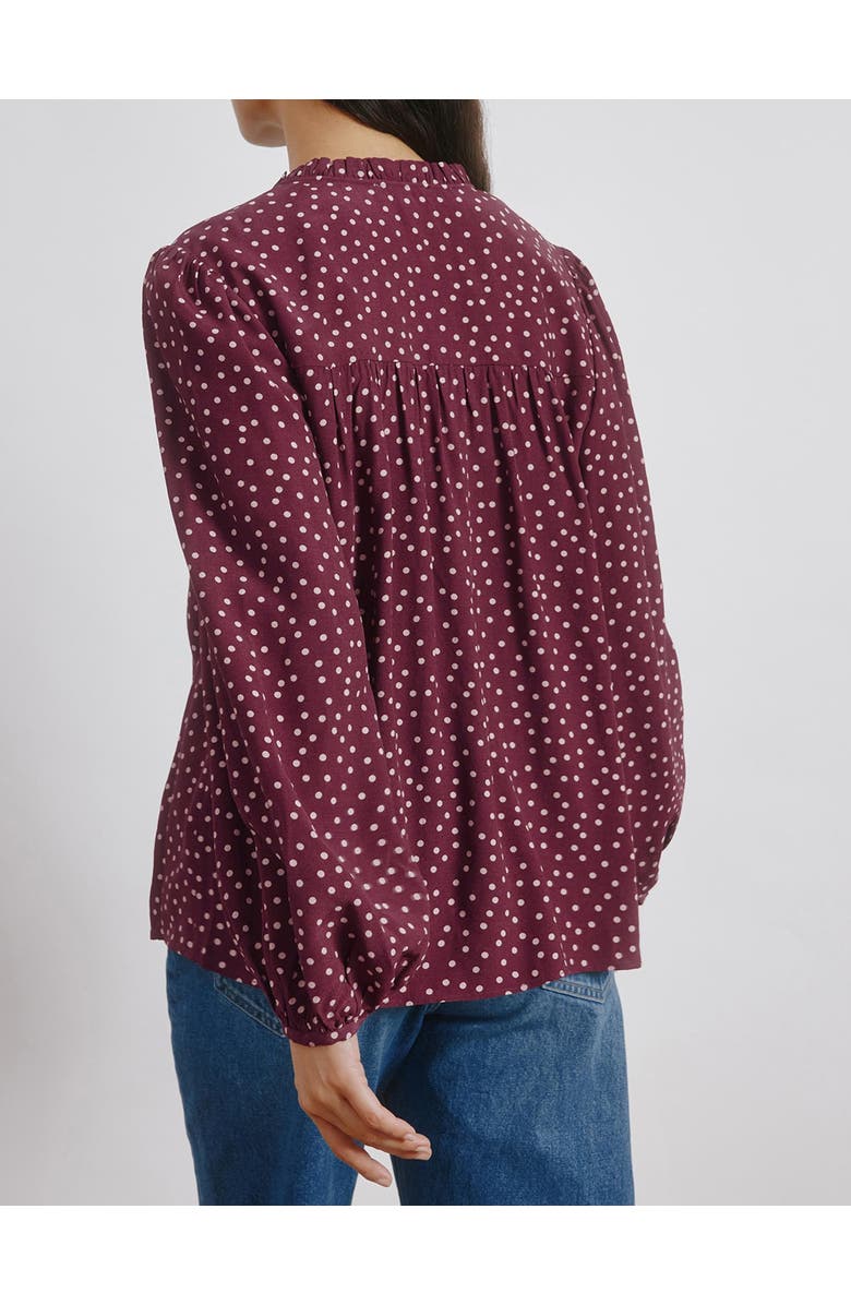 Albaray Long Sleeve Spot Print Blouse, Alternate, color, Burgundy