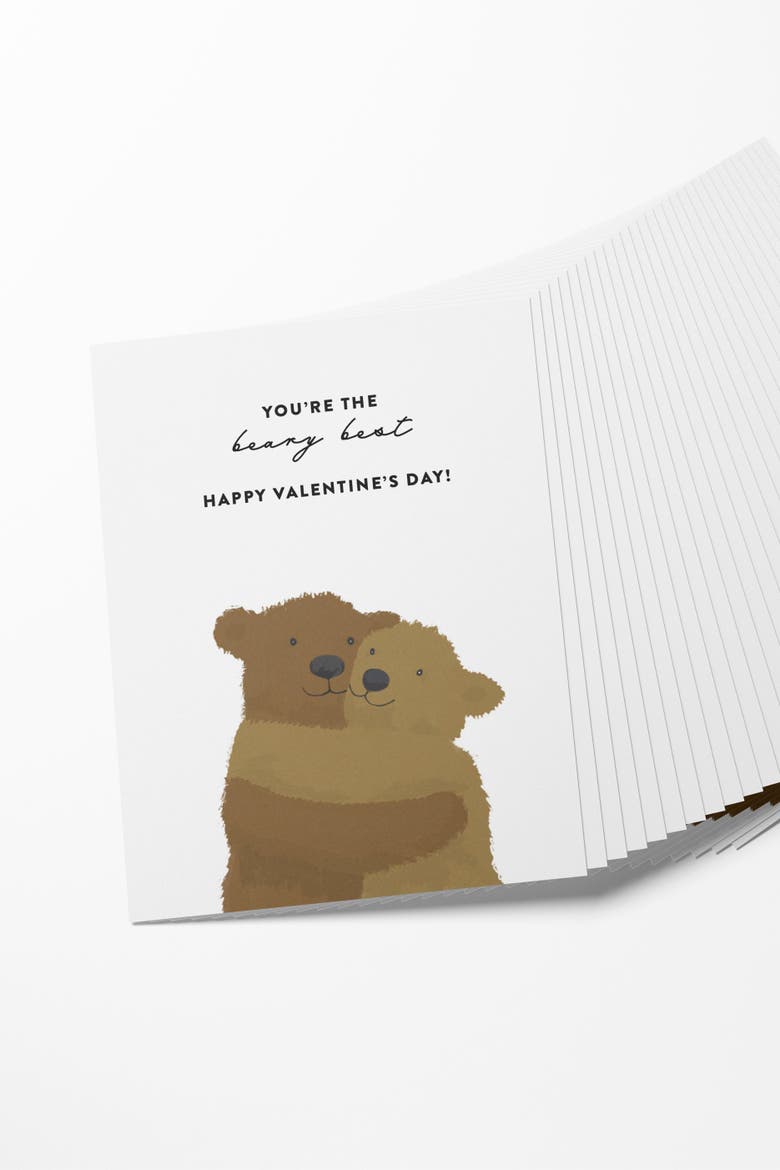The Beary Best Kids Mini Valentines Set of 12, Alternate, color, White, Brown, Black, Orange