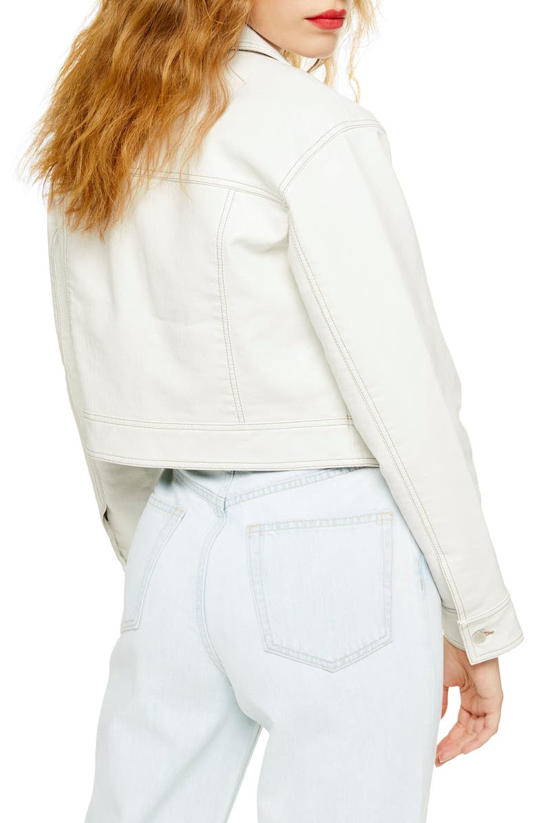 Topshop Western Faux Leather Jacket, Alternate, color, 