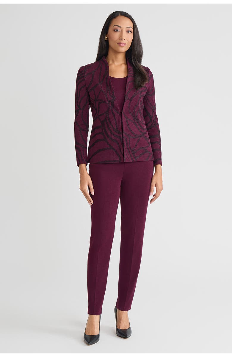 Ming Wang Heritage Rosette Jacquard Knit Jacket, Alternate, color, Midnight Violet/Black