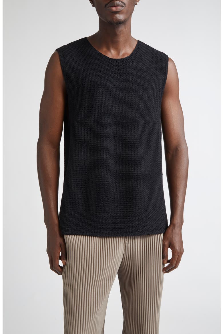 Rustic Knit Sweater Vest, Main, color, BLACK