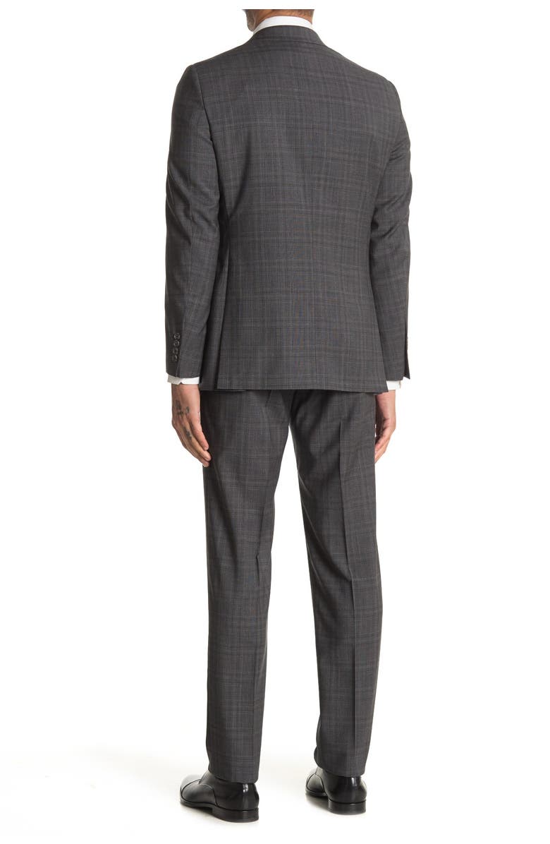 Hickey Freeman Dark Gray Plaid Regular Fit 2B Plaid 2-Piece Suit Set, Alternate, color, 