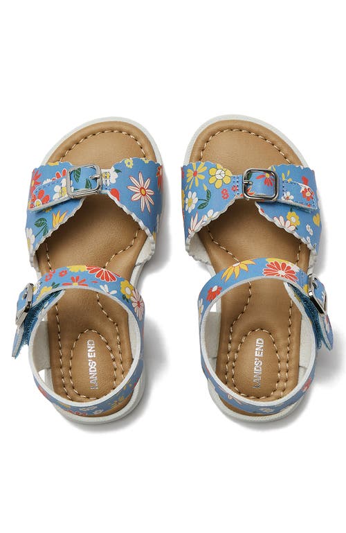 Lands' End Toddlers Easy On Scalloped Sandals In Pale Blue Florals