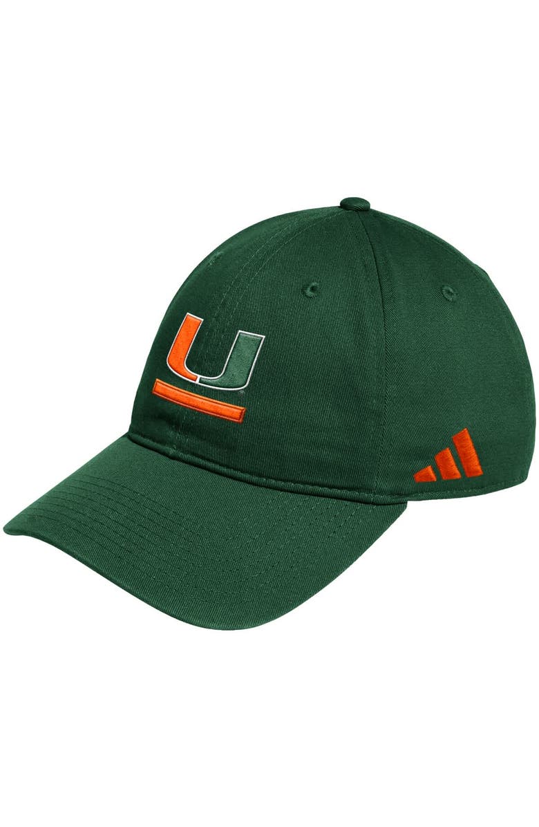 adidas Men's adidas Green Miami Hurricanes Locker Room Adjustable Slouch Hat, Main, color, Green