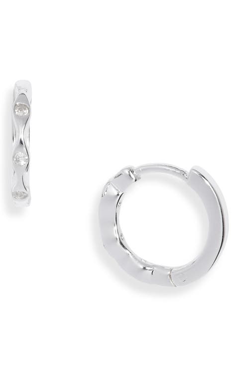 Sterling Silver Cubic Zirconia Huggie Earrings