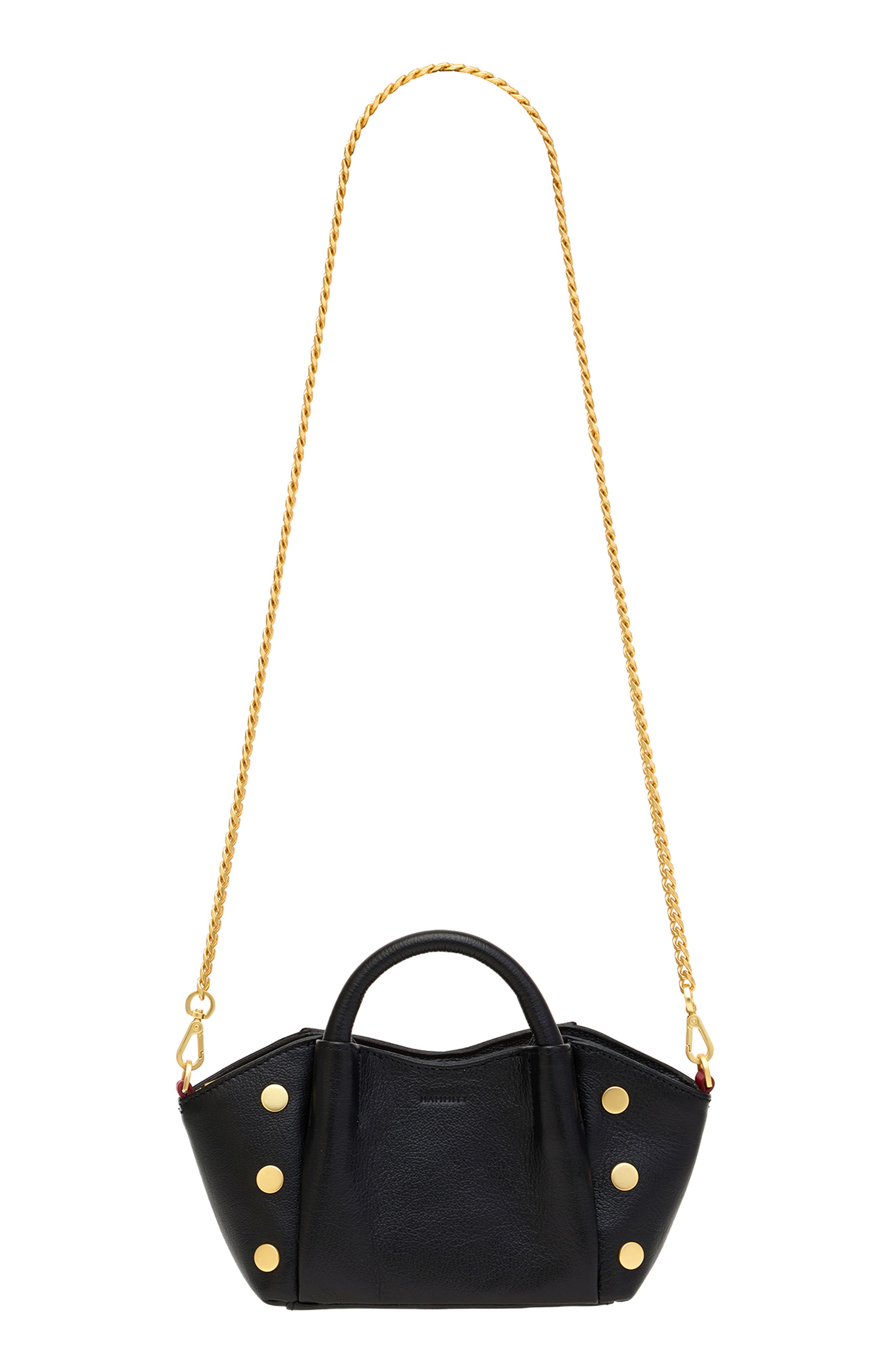 HAMMITT Mini Paul Leather Top Handle Bag, Alternate, color, Black Press/Gold Red Zip