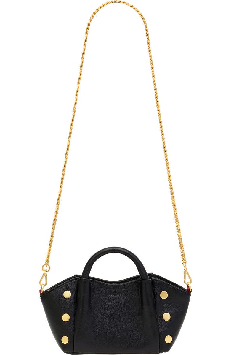 HAMMITT Mini Paul Leather Top Handle Bag, Alternate, color, Black Press/Gold Red Zip