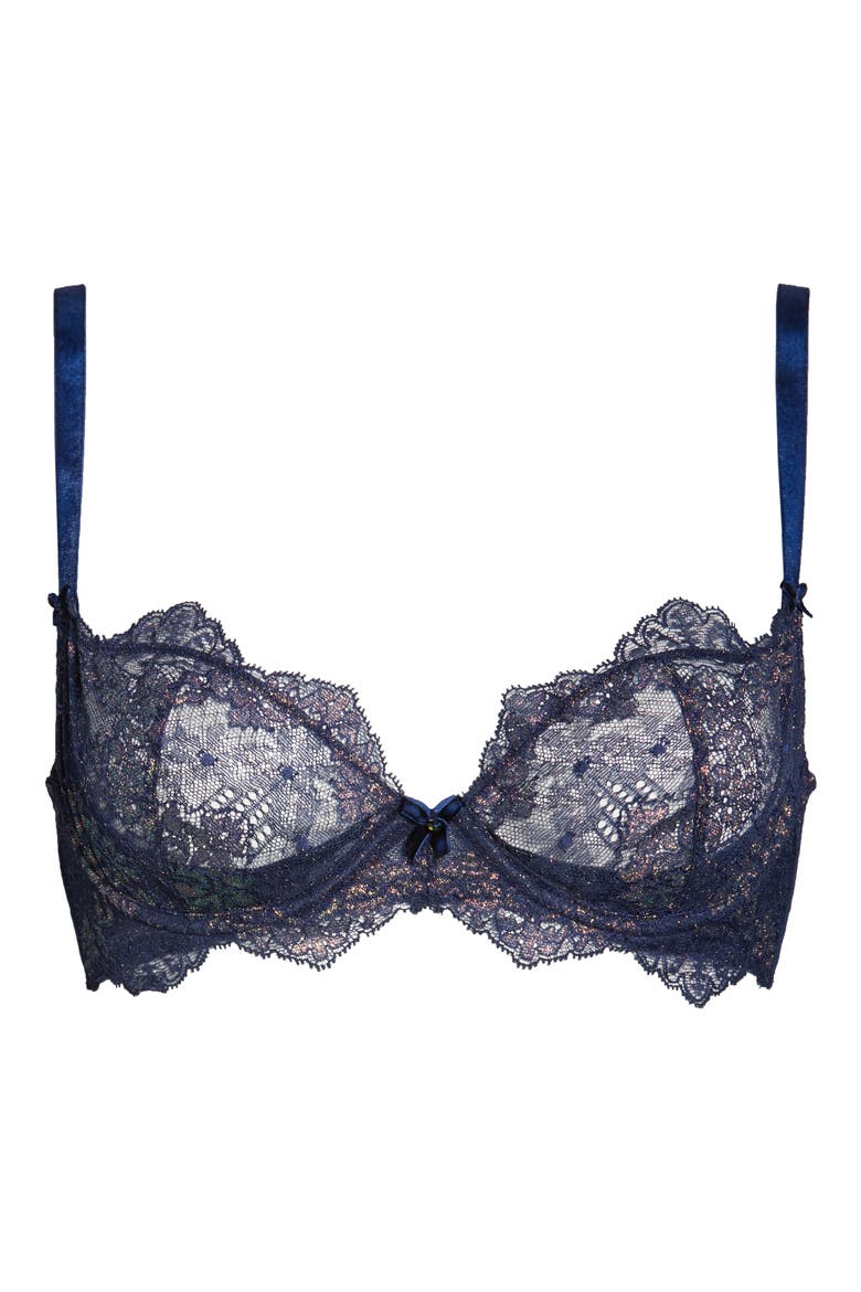Metallic Lace Underwire Bra, Alternate, color, NAVY