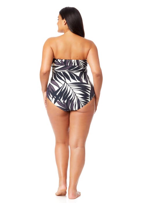 Anne Cole Plus Plus Palm Chic Twist Front Shirred One Piece Swimsuit In Palm Chic