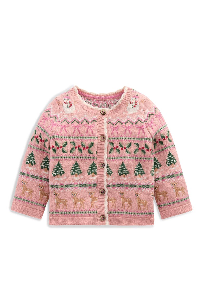 Kids' Fair Isle Cardigan, Main, color, VINTAGE PINK FESTIVE FAIR ISLE