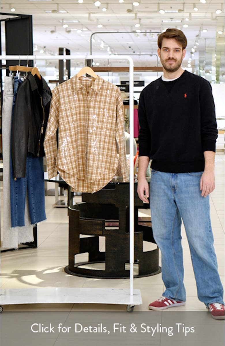 Plaid Sequin Button-Up Shirt, sales video thumbnail