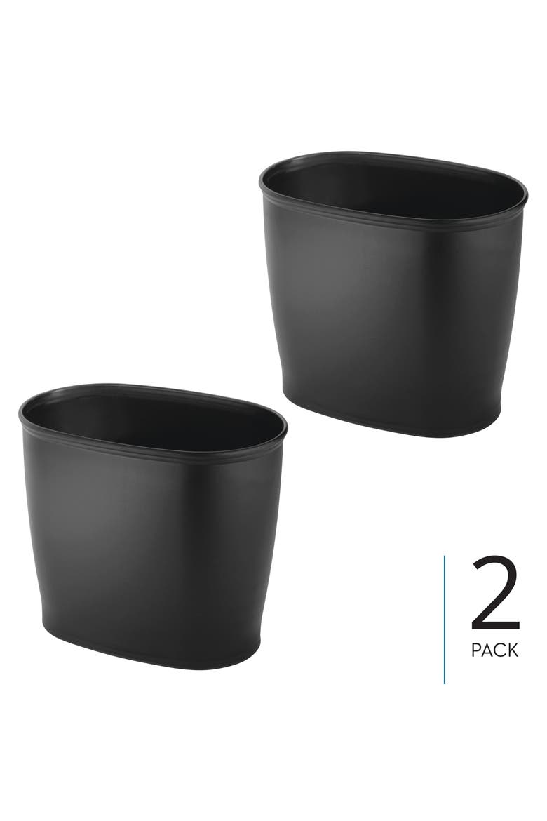 Oval 2.1 Gallon / 8 Liter Plastic Trash Can, 2-Pack, Black, Made in USA, Alternate, color, Matte Black