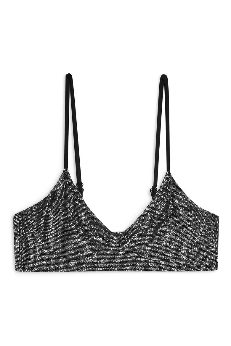 Metallic Crop Bikini Top, Alternate, color, GUNMETAL