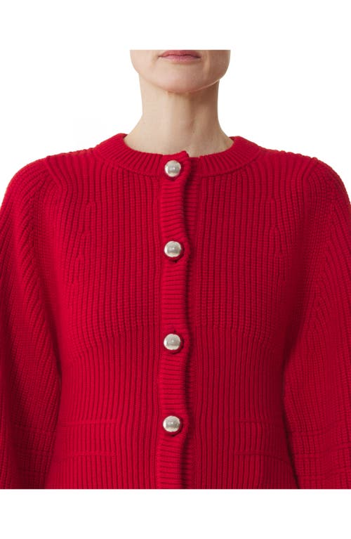 Lanvin Knitted Cardigan With Jeweled Buttons In Red