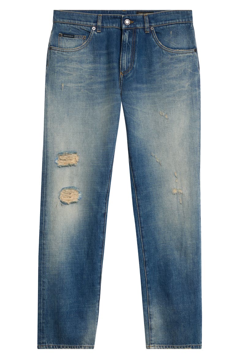 Distressed Straight Leg Jeans, Main, color, VARIANTE ABBINATA