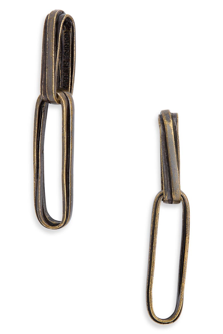 Simple Double Link Drop Earrings, Main, color, BRASS
