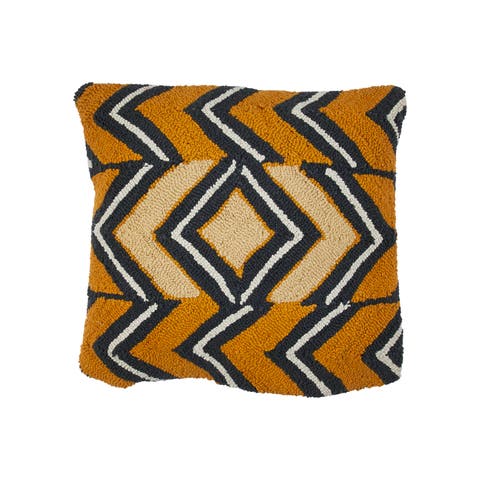 Cotton Punch Hook Pillow with Chevron Design, Multicolor