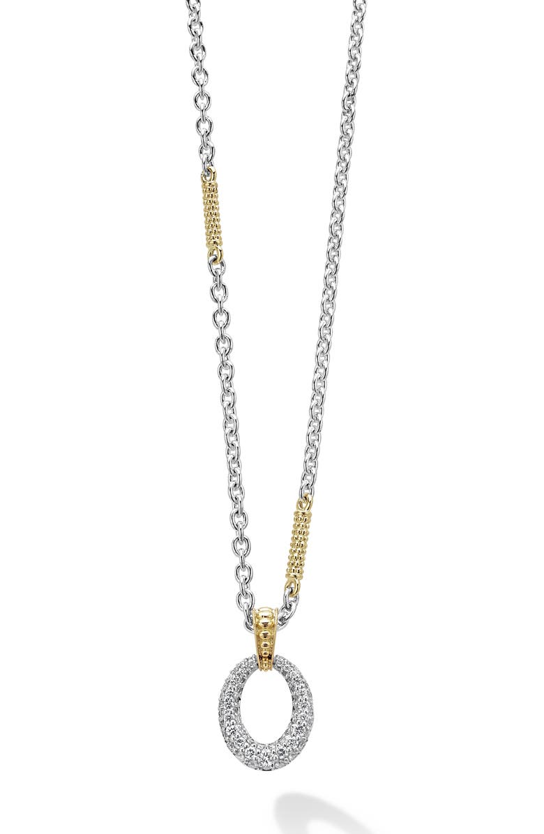 LAGOS Caviar Luxe Diamond Pavé Pendant Necklace, Alternate, color, Gold