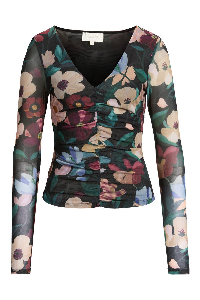 Cariad Long Sleeve Mesh Top, Alternate, color, BLACK ANDALUSIA PRINT