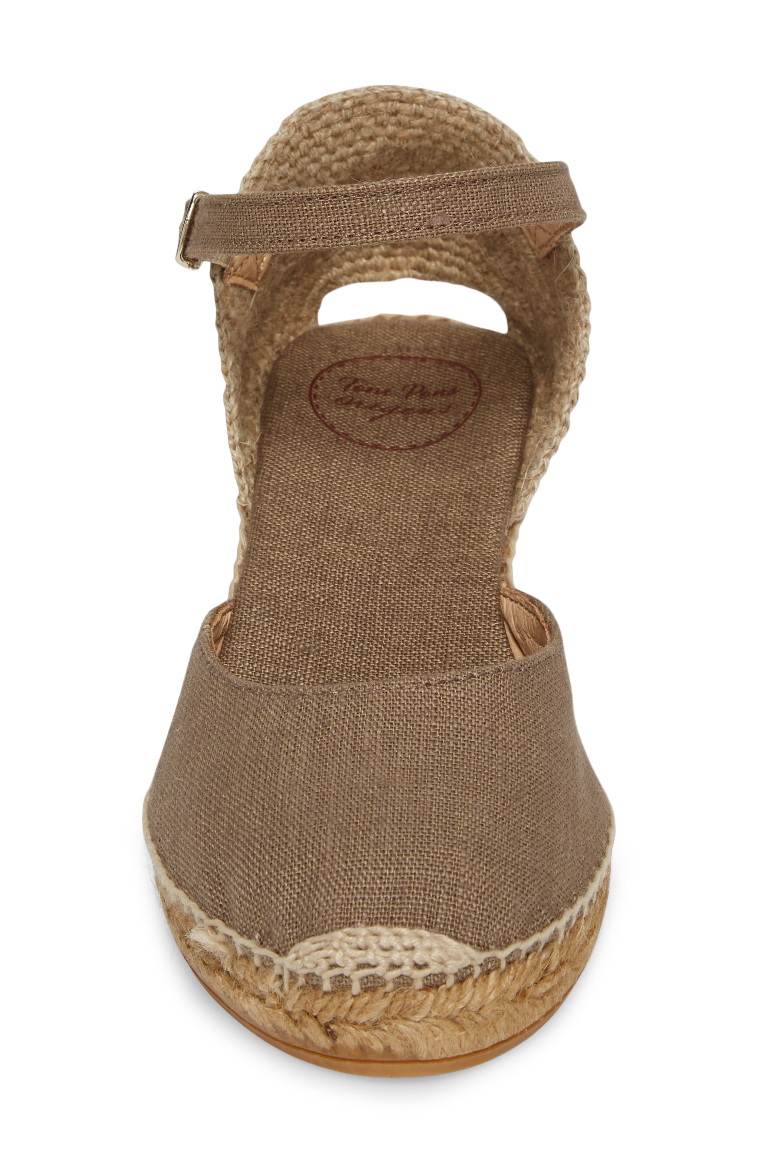 'Caldes' Linen Wedge Sandal, Alternate, color, TAUPE FABRIC