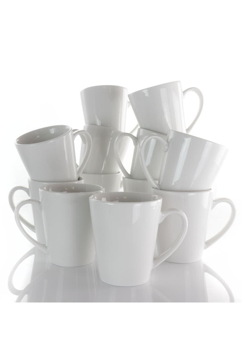 Holt 12 Piece 10 Ounce Porcelain Mug Set, Alternate, color, White