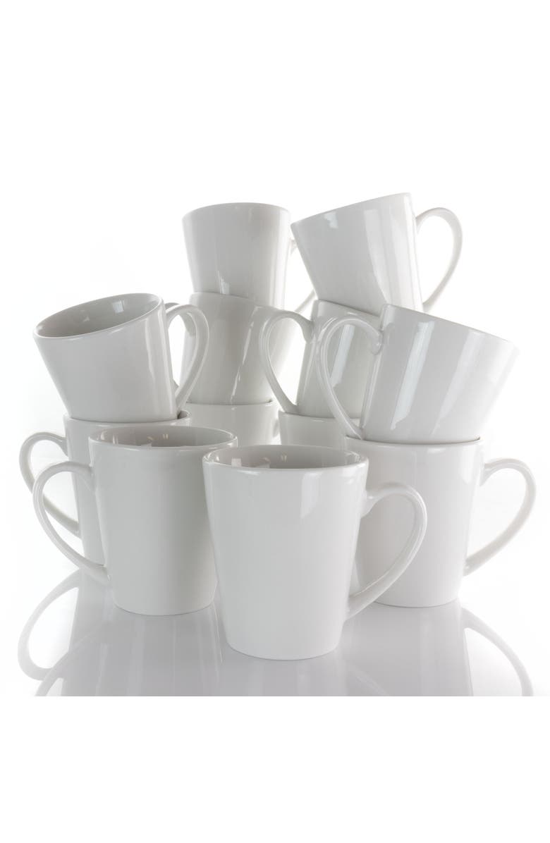 Elama Holt 12 Piece 10 Ounce Porcelain Mug Set, Alternate, color, White