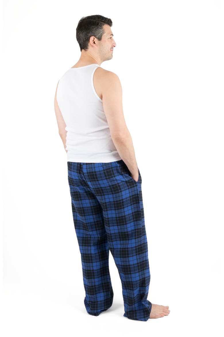 Men's Cotton Flannel Holiday Pajama Pants, Alternate, color, Navy/Black Plaid