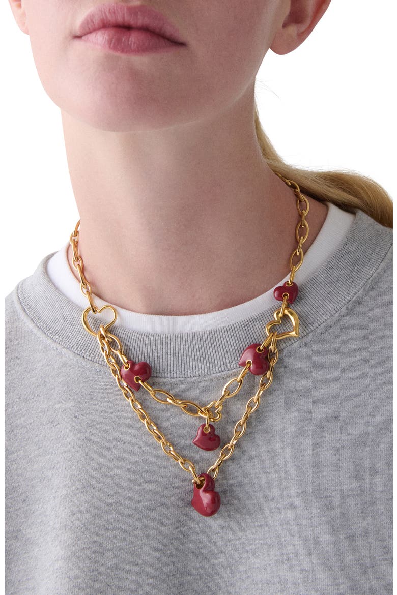 heart statement necklace, Alternate, color, DARK SCARLET