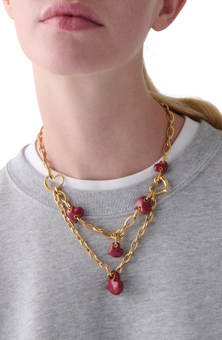 Kate Spade New York heart statement necklace, Alternate, color, Dark Scarlet