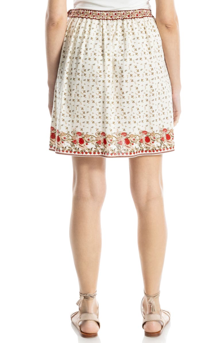 MAX STUDIO Embroidered Border Print Wrap Miniskirt, Alternate, color, Crm/ Red Paisley Harmony