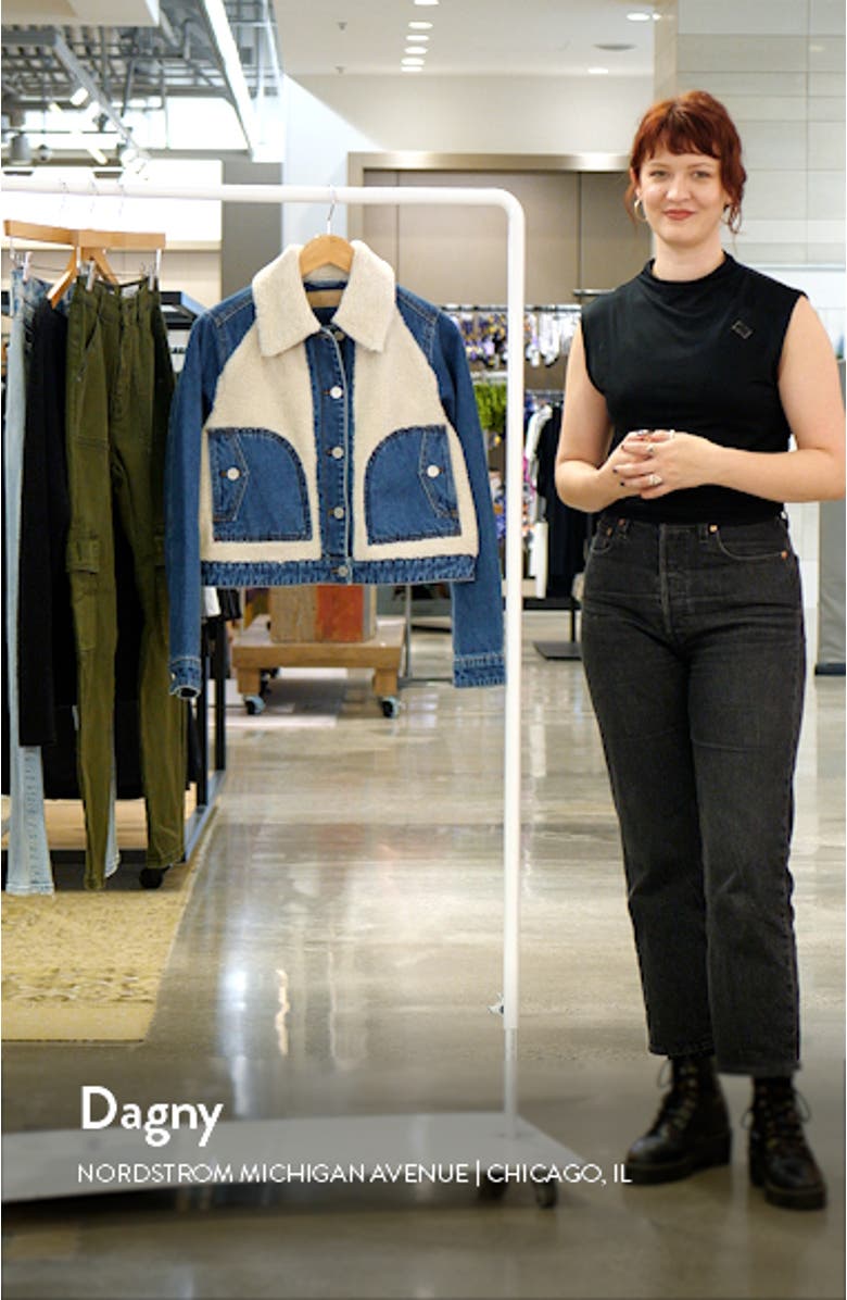Crop Denim & Faux Shearling Jacket, sales video thumbnail