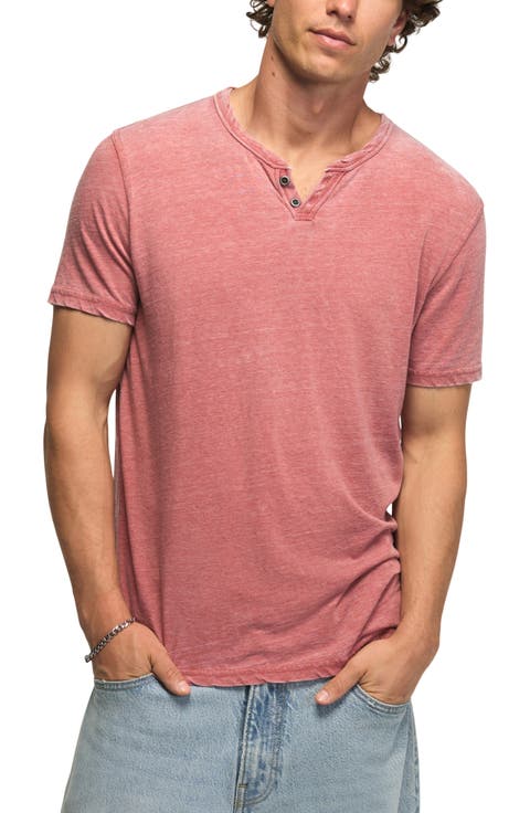 Venice Button Neck Cotton Blend T-Shirt