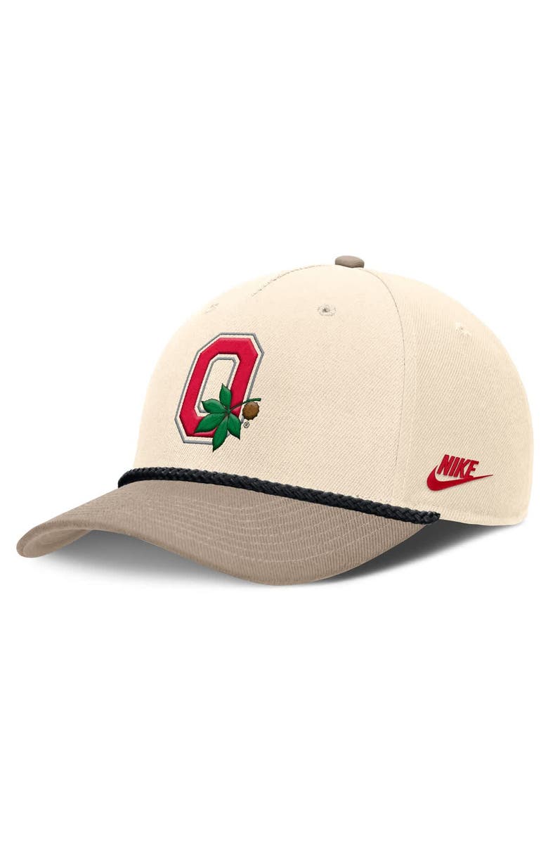 Nike Men's Nike Natural Ohio State Buckeyes Rise Legacy Throwback Logo Adjustable Hat, Main, color, 