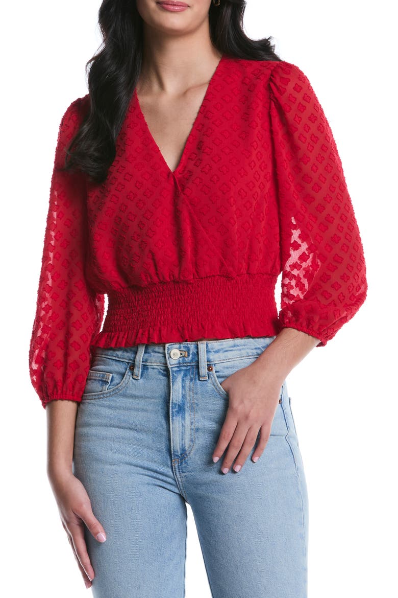 Smocked Balloon Sleeve Top, Main, color, SALSA