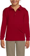 Lands' End School Uniform Kids Long Sleeve Rapid Dry Polo Shirt